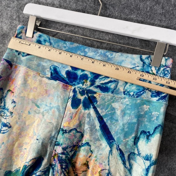 Soft Surroundings Leggings Small Blue Floral Superslim Myriad High Rise Knit - Picture 6 of 13